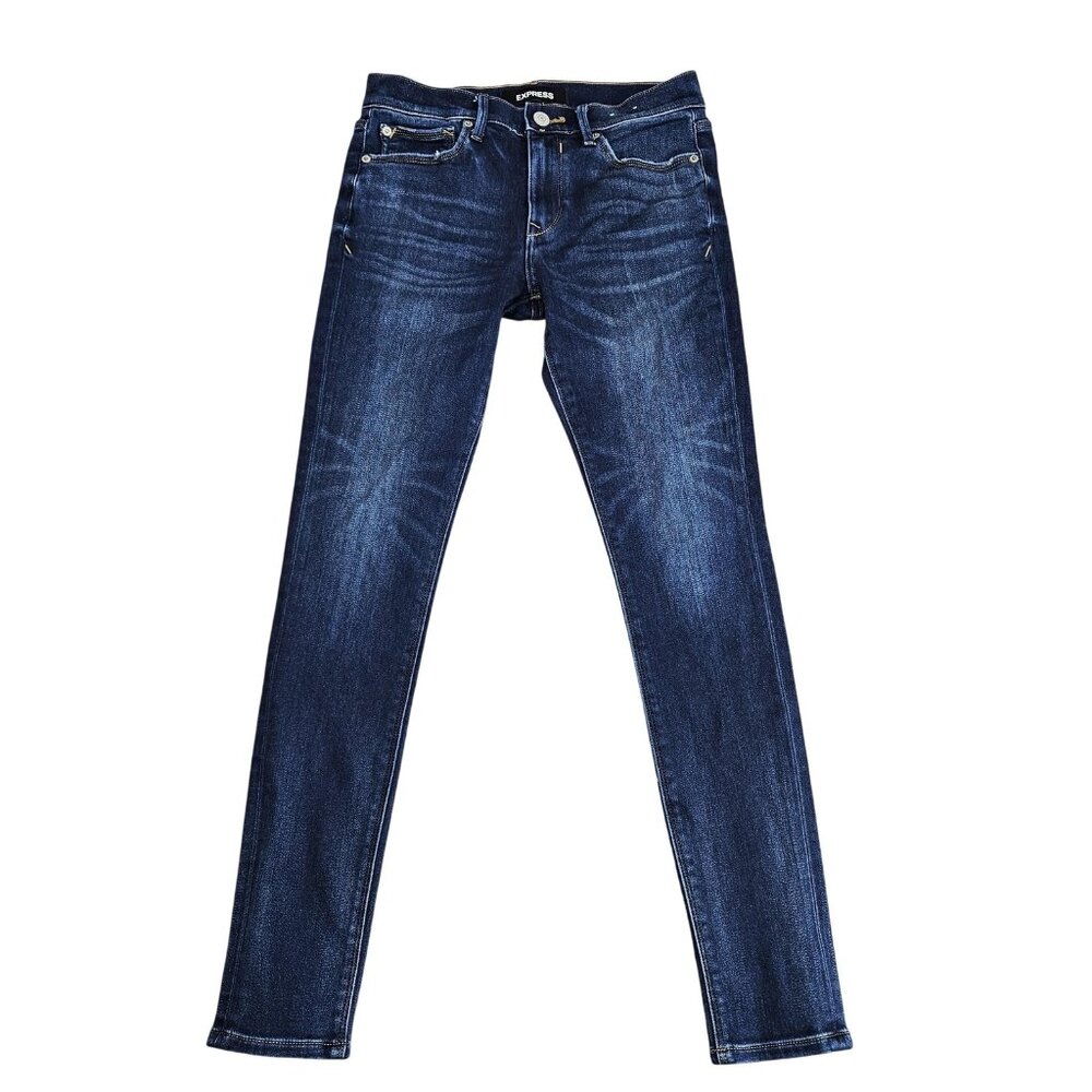 Express Jegging Jeans Womens 4 Blue Dark Wash Mid Rise Skinny Stretch Denim